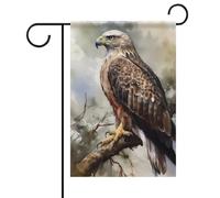 Drapeau de jardin d'été double face 30,5 x 45,7 cm Faucon assis dans l'arbre, drapeaux de jardin saisonniers de bienvenue pour l'extérieur