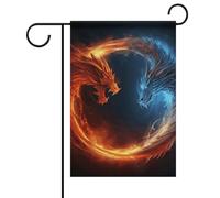 Drapeau de jardin d'été double face 30,5 x 45,7 cm Motif dragons de feu et de glace