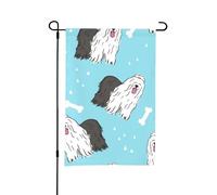 Drapeau de jardin d'été double face à motif de chien de berger anglais ancien, 12 x 18 pouces, pour l'extérieur