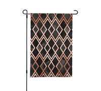 Drapeau de jardin d'été double face à motif géométrique en cuivre et noir, 12 x 18 pouces, pour l'extérieur