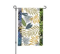 Drapeau de jardin d'été double face à trois feuilles tropicales, 12 x 18 pouces, pour l'extérieur