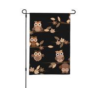 Drapeau de jardin d'été double face avec motifs de hiboux marron mignons, 12 x 18 pouces, pour l'extérieur