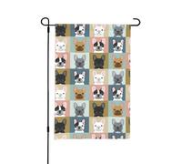 Drapeau de jardin d'été double face avec portraits de bouledogue français, 12 x 18 pouces, pour l'extérieur