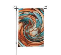 Drapeau de jardin d'été double face bleu rouille, art abstrait, 12 x 18 pouces, pour l'extérieur