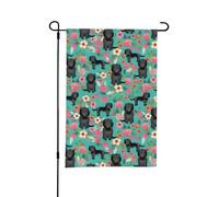 Drapeau de jardin d'été double face de 12 x 18 pouces, motif Cockapoo Floral Black Cockapoo Dogs And Florals Dog