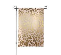 Drapeau de jardin d'été double face en acier métallisé or rose, motif léopard, peau d'animal, 12 x 18 pouces, pour l'extérieur