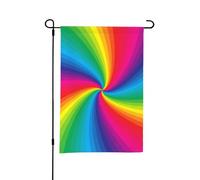 Drapeau de jardin d'été double face en spirale colorée arc-en-ciel, 12 x 18 pouces, pour l'extérieur