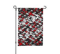 Drapeau de jardin d'été double face Explosion géométrique noir et rouge, 12 x 18 pouces, pour l'extérieur