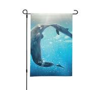 Drapeau de jardin d'été double face « Hiver le dauphin », 12 x 18 pouces, pour l'extérieur