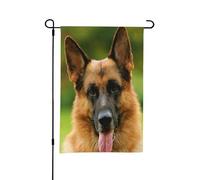 Drapeau de jardin d'été double face imprimé berger allemand heureux, 12 x 18 pouces, pour l'extérieur