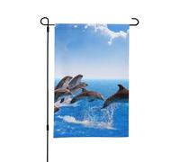 Drapeau de jardin d'été double face imprimé en 3D avec motif dauphin, 12 x 18 pouces, pour l'extérieur