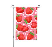 Drapeau de jardin d'été double face, motif fraises lumineuses blanches, 30,5 x 45,7 cm, pour l'extérieur