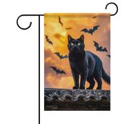 Drapeau de jardin d'été double face « The Black Cat Is Pacing on The Roof » - 30,5 x 45,7 cm - Drapeaux de jardin printaniers - Décoration de jardin saisonnière