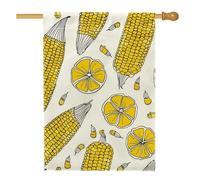 Drapeau de jardin d'été en forme de maïs et citron, bannière de décoration de ferme jaune, drapeau double face en toile de jute pour décoration de pelouse extérieure, 71,1 x 101,6 cm