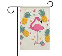 Drapeau de jardin d'été flamant rose et ananas double face 30,5 x 45,7 cm Drapeaux de jardin printaniers ensoleillés drapeaux de jardin saisonnier bienvenue drapeau extérieur décoration