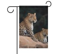 Drapeau de jardin d'été léopard africain sur rocher, double face, 30,5 x 45,7 cm, drapeaux de jardin, soleil printanier, décoration de bienvenue saisonnière en extérieur