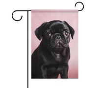 Drapeau de jardin d'été mignon carlin noir double face 30,5 x 45,7 cm drapeaux de jardin printemps soleil drapeaux de jardin saisonnier bienvenue drapeau extérieur décoration