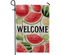 Drapeau de jardin d'été pastèque, bannière colorée de décoration extérieure de fruits frais, décoration d'intérieur double face pour cour, fête, pelouse, drapeau de bienvenue vibrant pour les vacances