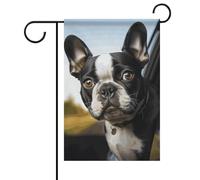 Drapeau de jardin d'été pour chiot terrier Boston - Double face - 30,5 x 45,7 cm - Drapeau de jardin printanier - Décoration d'extérieur