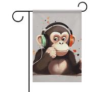 Drapeau de jardin d'été singe musical double face 30,5 x 45,7 cm drapeaux de jardin printemps soleil drapeaux de jardin saisonnier bienvenue drapeau extérieur décoration