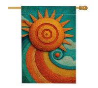 Drapeau de jardin d'été Sunshine - Bannière de décoration extérieure - Motif vagues de soleil orange - Double face en toile de jute - Décoration saisonnière de pelouse - 71 x 101 cm