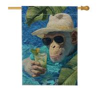 Drapeau de jardin d'été tropical, feuilles bleues, décoration extérieure, double face, en toile de jute, décoration de fête, 71,1 x 101,6 cm