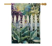 Drapeau de jardin d'été vif, clôture florale violette, décoration extérieure, bannière double face pour la maison et le jardin, panneau de pelouse sur le thème de la nature, 71 x 101,6 cm
