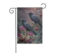 Drapeau de jardin deux corbeaux 30 x 45 cm vertical double face ferme vacances décorations extérieures drapeau cour drapeau