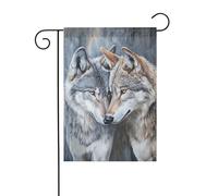 Drapeau de jardin deux loups 30 x 45 cm vertical double face ferme vacances décorations extérieures drapeau cour drapeau