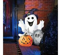 Drapeau de jardin d'Halloween 30,5 x 45,7 cm double face à l'extérieur, Jack-o'-lanterne, fantôme, drapeau de bienvenue extérieur, citrouille, sorcière, tour ou friandise, drapeau de jardin