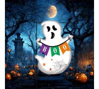 Drapeau de jardin d'Halloween 30,5 x 45,7 cm double face à l'extérieur, Jack-o'-lanterne, fantôme, drapeau de bienvenue extérieur, citrouille, sorcière, tour ou friandise, drapeau de jardin