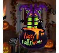 Drapeau de jardin d'Halloween 30,5 x 45,7 cm double face à l'extérieur, Jack-o'-lanterne, fantôme, drapeau de bienvenue extérieur, citrouille, sorcière, tour ou friandise, drapeau de jardin