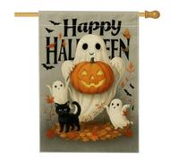 Drapeau de jardin d'Halloween fantôme citrouille, bannière décorative effrayante, drapeau double face en toile de jute pour décoration de pelouse extérieure, 71,1 x 101,6 cm