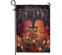 Drapeau de jardin d'Halloween motif dragon, créatures fantastiques mignonnes, décoration extérieure, bannière double face en toile de jute pour fête d'automne et décoration de pelouse, 30,5 x 45,7 cm