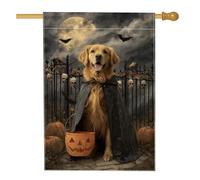 Drapeau de jardin d'Halloween pour chien, bannière de décoration d'animaux effrayants, bannière double face en toile de jute pour décoration de pelouse extérieure, 71,1 x 101,6 cm