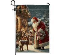 Drapeau de jardin d'hiver de Noël, bannière de décoration de vacances, drapeau de jardin double face en toile de jute, décoration de pelouse extérieure, 30,5 x 45,7 cm