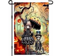 Drapeau de jardin d'horreur d'Halloween gothique poupée citrouille parapluie crâne garçon drapeau extérieur décoration maison bannière Por