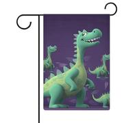 Drapeau de jardin dinosaure de dessin animé 30,5 x 45,7 cm double face drapeau extérieur drapeau d'été drapeau floral bienvenue drapeaux de jardin saisonniers décorations de vacances