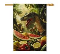 Drapeau de jardin dinosaure tropical d'été, Raptor de la jungle, décoration extérieure, bannière de cour double face, décoration saisonnière de pelouse de vacances, 71 x 101,6 cm