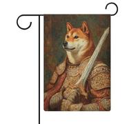 Drapeau de jardin Dog in Armor en toile de jute double face 30,5 x 45,7 cm