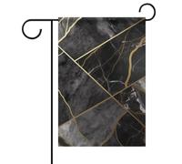 Drapeau de jardin doré à texture marbre noir pour toutes les saisons, 30,5 x 45,7 cm, bannière de jardin double face, drapeaux d'extérieur pour décorations de vacances, terrasse, pelouse