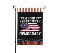 Drapeau de jardin double face 12x18 « C'est une belle journée pour protéger la démocratie » - Décoration extérieure pour les fêtes
