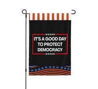 Drapeau de jardin double face 12x18 « C'est une belle journée pour protéger la démocratie » - Décoration extérieure pour les fêtes