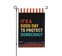 Drapeau de jardin double face 12x18 « C'est une belle journée pour protéger la démocratie » - Décoration extérieure pour les fêtes