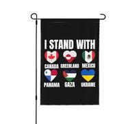 Drapeau de jardin double face 12x18 « Je soutiens le Canada, le Groenland, le Mexique, le Panama, Gaza et l'Ukraine » - Décoration extérieure pour les fêtes