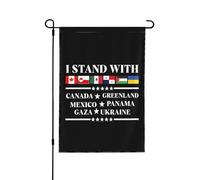 Drapeau de jardin double face 12x18 « Je soutiens le Canada, le Groenland, le Mexique, le Panama, Gaza et l'Ukraine » - Décoration extérieure pour les fêtes