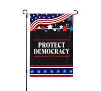 Drapeau de jardin double face 12x18 « Protégeons la démocratie » - Décoration extérieure pour les fêtes