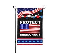 Drapeau de jardin double face 12x18 « Protégeons la démocratie » - Décoration extérieure pour les fêtes