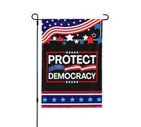 Drapeau de jardin double face 12x18 « Protégeons la démocratie » - Décoration extérieure pour les fêtes