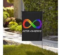 Drapeau de jardin double face 28" x 40" (71 x 102 cm) avec symbole de l'infini pour la sensibilisation à l'autisme